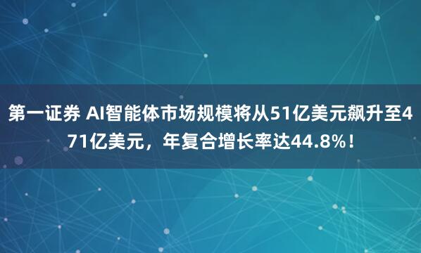 第一证券 AI智能体市场规模将从51亿美元飙升至471亿美元，年复合增长率达44.8%！